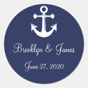 Navy Blue Nautical Wedding Stickers mit Anker