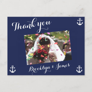 Navy Blue Nautical Wedding Vielen Dank Postkarten