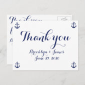 Navy Blue Nautical Wedding Vielen Dank Postkarten (Vorne/Hinten)