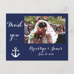 Navy Blue Nautical Wedding Vielen Dank Postkarten