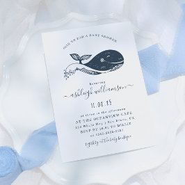 Navy Blue Nautical Whale Baby Shower Einladung