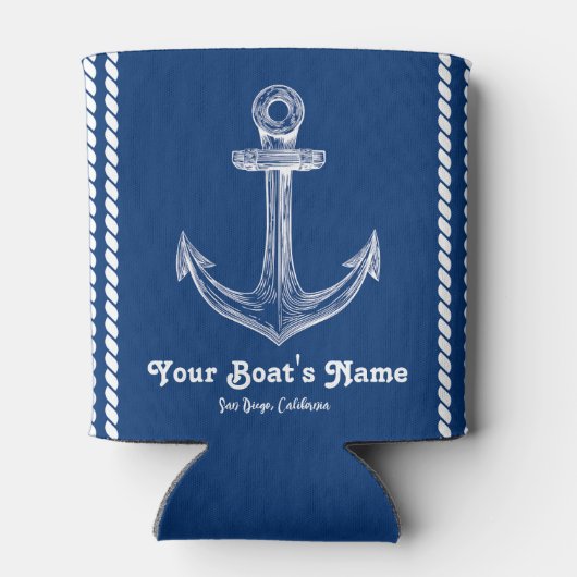 Navy Blue Nautical Willkommen bei Custom Boote Dosenkühler (Rückseite)