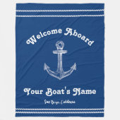 Navy Blue Nautical Willkommen bei Custom Boote Fleecedecke (Vorderseite)