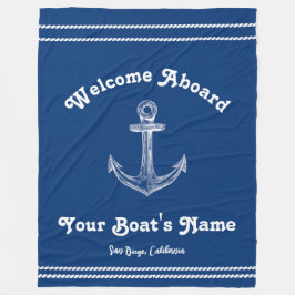 Navy Blue Nautical Willkommen bei Custom Boote Fleecedecke