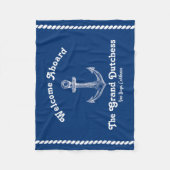 Navy Blue Nautical Willkommen bei Custom Boote Fleecedecke (Vorderseite)