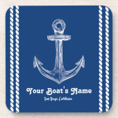 Navy Blue Nautical Willkommen bei Custom Boote Getränkeuntersetzer (Vorderseite)