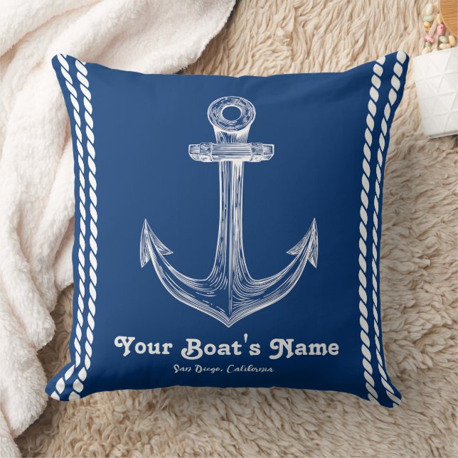 Navy Blue Nautical Willkommen bei Custom Boote Kissen (Decke)