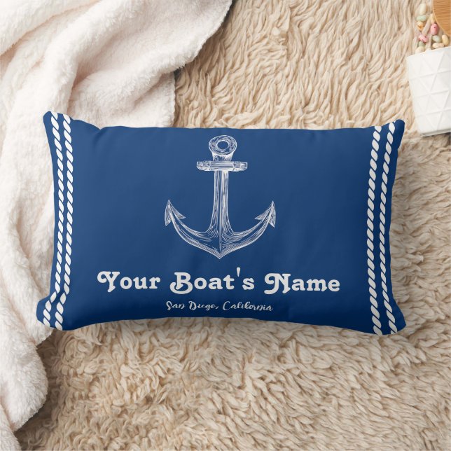 Navy Blue Nautical Willkommen bei Custom Boote Lendenkissen (Decke)