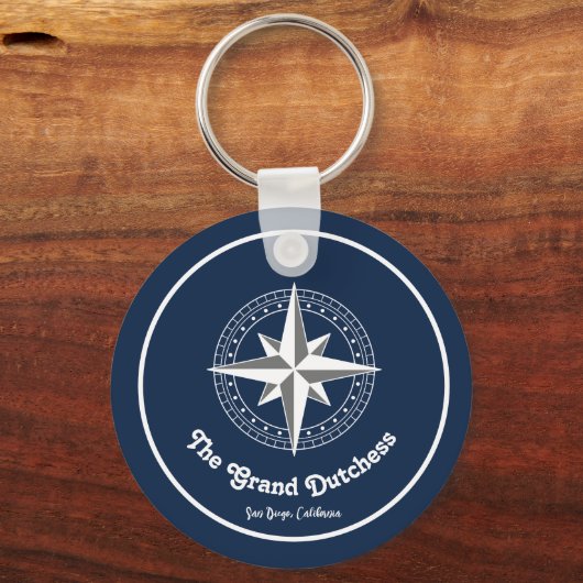 Navy Blue Nautical Willkommen bei Custom Boote Schlüsselanhänger (Vorderseite)