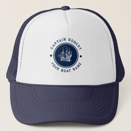 Navy Blue Nautical Wind Sailing Truckerkappe (Vorderseite)