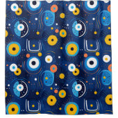 Navy Blue Nazar BOHO Evil Eye Pattern Duschvorhang (Vorderseite)