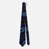 Navy Blue Neck Tie Gold Glitzer Marmor Krawatte (Vorderseite)