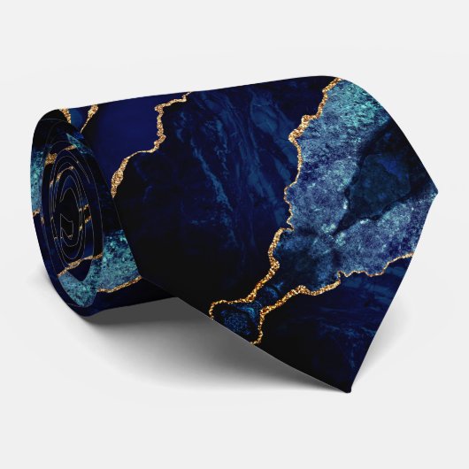 Navy Blue Neck Tie Gold Glitzer Marmor Krawatte (Gerollt)