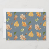 Navy Blue Neutral Fall Leaf Horizontal Baby Shower Einladung (Rückseite)