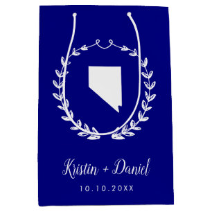 Navy Blue Nevada Map Wedding Welcome Swag Mittlere Geschenktüte