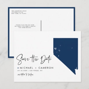 Navy Blue Nevada Staat Karte QR-Code Save the Date