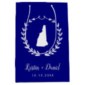 Navy Blue New Hampshire Map Wedding Welcome Swag Mittlere Geschenktüte (Vorderseite)