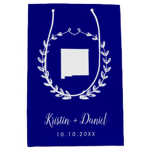 Navy Blue New Mexico Map Wedding Welcome Swag Mittlere Geschenktüte