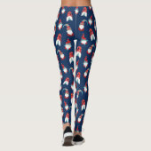 Navy Blue Niedlich Gnome Elf Modern Nordic Pattern Leggings (Rückseite)