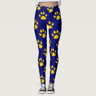 Navy Blue Niedlich Paw Muster Print Leggings