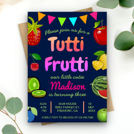 Navy Blue Niedlich Tutti Frutti Kindergeburtstag P Einladung