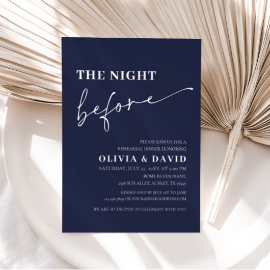 Navy Blue Night Before Probe Dinner Einladung