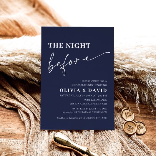 Navy Blue Night Before Probe Dinner Einladung