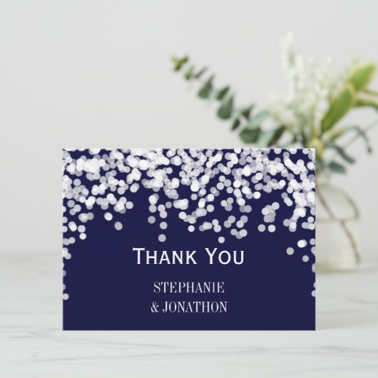 Navy Blue Night Lights Star Lights Dankeskarte (Stehend Vorderseite)