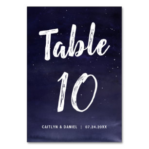 Navy Blue Night Sky Wedding Tischnummer