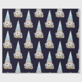 Navy Blue Nordic Snow Gnome Weihnachtsfeiertag Geschenkpapier (Flach)