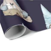 Navy Blue Nordic Snow Gnome Weihnachtsfeiertag Geschenkpapier (Rolleneckpunkt)