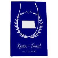 Navy Blue North Dakota Map Wedding Welcome Swag