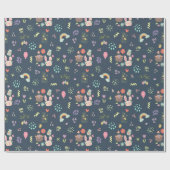 Navy Blue Oaster Bunny Geschenkpapier (Flach)