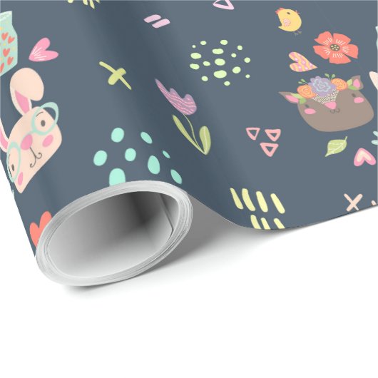 Navy Blue Oaster Bunny Geschenkpapier (Rolleneckpunkt)