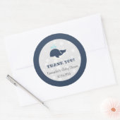 Navy Blue Ocean Whale Baby Dusche Runder Aufkleber (Umschlag)