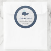 Navy Blue Ocean Whale Baby Dusche Runder Aufkleber (Tasche)