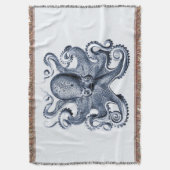 Navy Blue Octopus Illustration von Ernst Haeckel Decke (Vorderseite Vertikal)