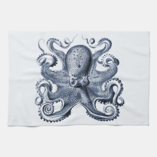 Navy Blue Octopus Illustration von Ernst Haeckel Geschirrtuch