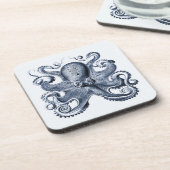 Navy Blue Octopus Illustration von Ernst Haeckel Getränkeuntersetzer (Linke Seite)