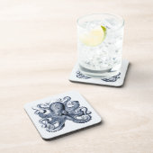 Navy Blue Octopus Illustration von Ernst Haeckel Getränkeuntersetzer (Rechte Seite)