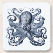Navy Blue Octopus Illustration von Ernst Haeckel Getränkeuntersetzer (Vorderseite)