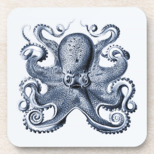 Navy Blue Octopus Illustration von Ernst Haeckel Getränkeuntersetzer