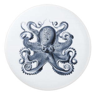Navy Blue Octopus Illustration von Ernst Haeckel Keramikknauf