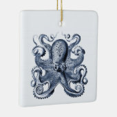 Navy Blue Octopus Illustration von Ernst Haeckel Keramikornament (Rechts)