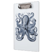 Navy Blue Octopus Illustration von Ernst Haeckel Klemmbrett (Links)