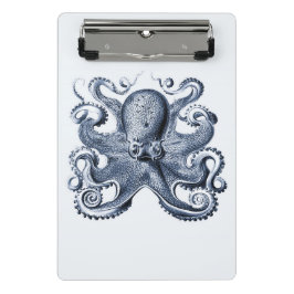 Navy Blue Octopus Illustration von Ernst Haeckel Mini Klemmbrett