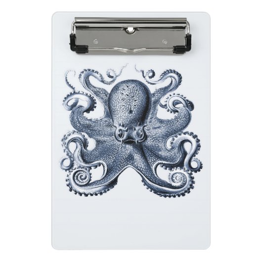Navy Blue Octopus Illustration von Ernst Haeckel Mini Klemmbrett (Vorderseite)