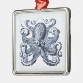 Navy Blue Octopus Illustration von Ernst Haeckel Ornament Aus Metall (Links)