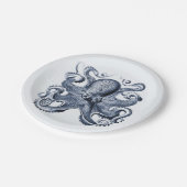 Navy Blue Octopus Illustration von Ernst Haeckel Pappteller (Schrägansicht)