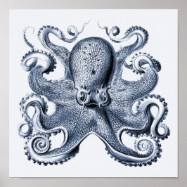 Navy Blue Octopus Illustration von Ernst Haeckel Poster